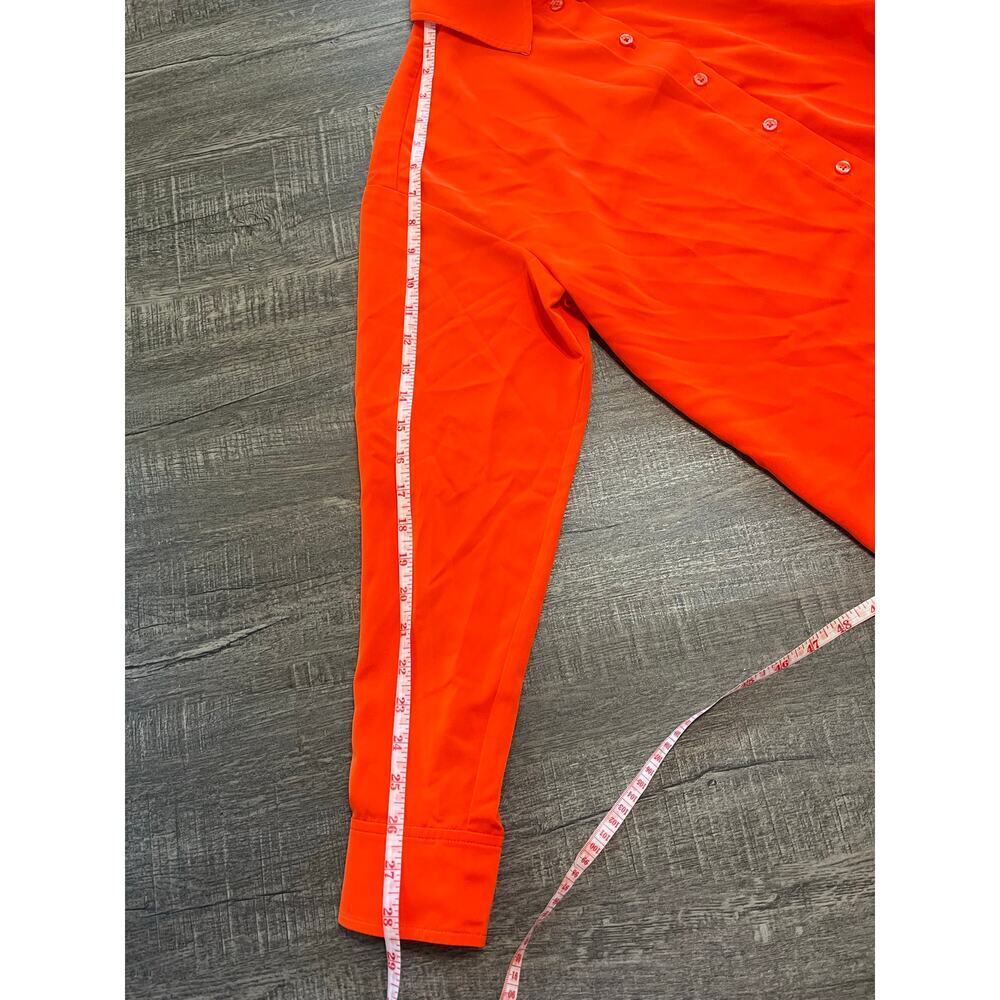 Peace Love World Women's Relaxed Woven Button Up Shirt, Orange, Size XXS - Picture 11 of 11